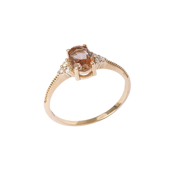 Pırlanta Yüzük - 0.10 Karat Pırlanta Taşlı Oval Kesim Zultanit Taşlı Modern Tasarım 14 Ayar Altın Yüzük - 12