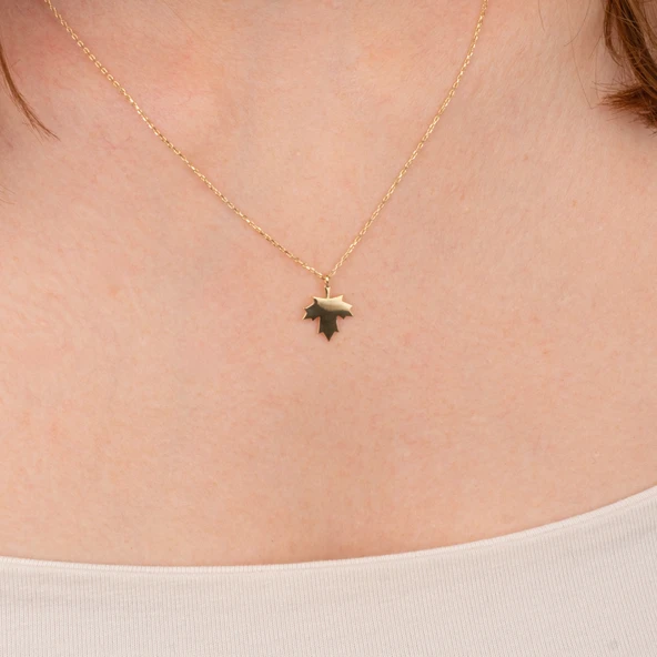 Altın Kolye - Çınar Yaprağı 14 Ayar Altın Kolye - 2