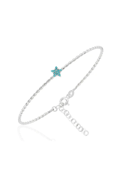 Altın Bilezik - Mini Firuze Yıldızlı Burgu 14 Ayar Altın Bilezik