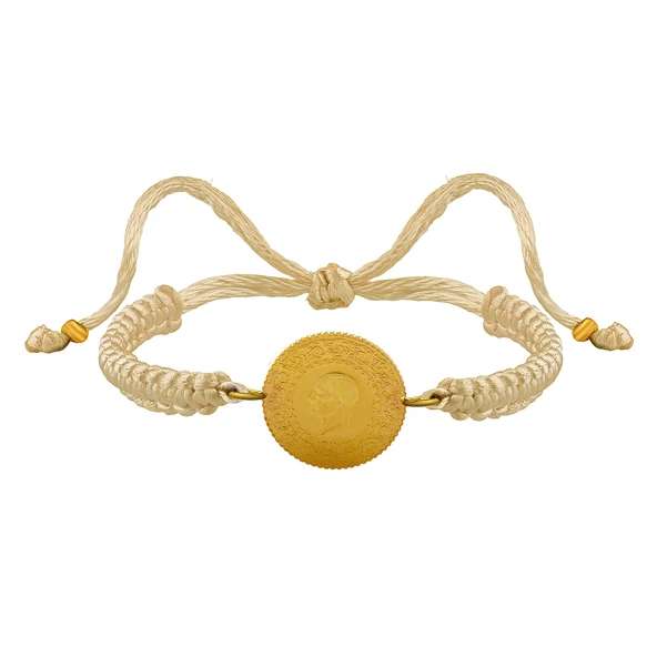 Gekas Kuyumculuk 22 Ayar Yeni Çeyrek Altın Krem Renkli İpli Bileklik ürün görseli