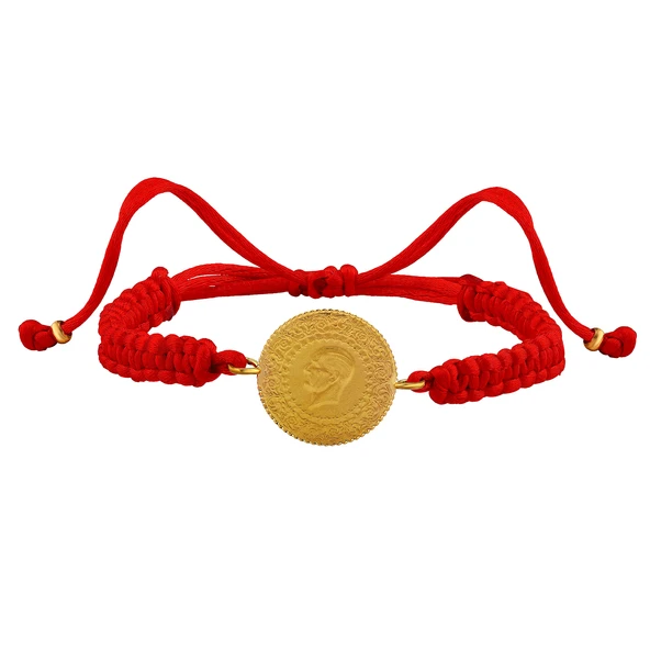 Gekas Kuyumculuk 22 Ayar Yeni Çeyrek Altın Kırmızı Renkli İpli Bileklik ürün görseli