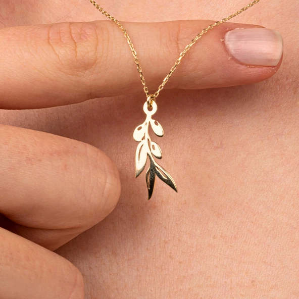 Altın Kolye - Zeytin Dalı 14 Ayar Altın Kolye - 6