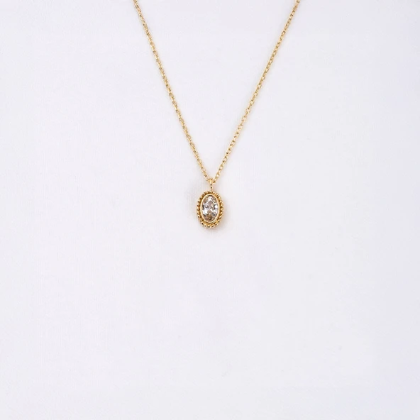 Altın Kolye - 0.50 Karat Signity (Zirkon) Taşlı Sade Minimal Tasarım 14 Ayar Altın Kolye - Resim 5