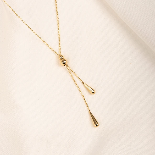 Altın Kolye - Aşk Düğümü Tasarım Modern Stil Taşsız Gösterişli 14 Ayar Altın Kolye - 8