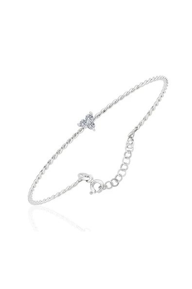 Altın Bilezik - Üç Mini Taşlı Burgu 14 Ayar Altın Bilezik