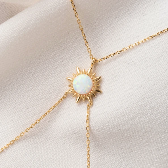 Altın Şahmeran - 14 Ayar Altın Oval Kesim Opal Taşlı Güneş Model Şahmeran - 7