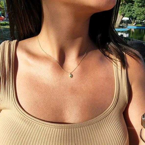 Altın Kolye - Bombeli 14 Ayar Altın Kolye - Resim 4