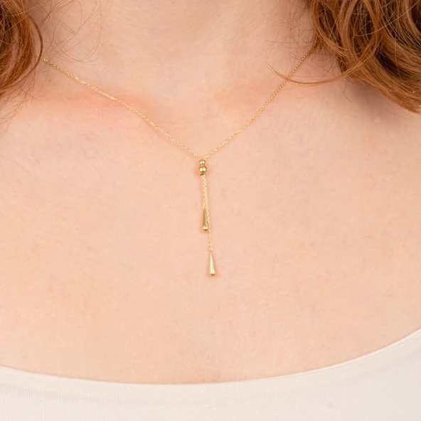 Altın Kolye - Aşk Düğümü Tasarım Modern Stil Taşsız Gösterişli 14 Ayar Altın Kolye - 4