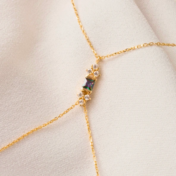 Altın Şahmeran - 14 Ayar Altın Prenses Kesim Mistik Topaz Taşlı Şahmeran - 5