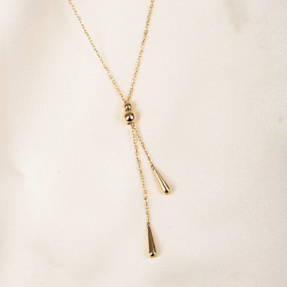 Altın Kolye - Aşk Düğümü Tasarım Modern Stil Taşsız Gösterişli 14 Ayar Altın Kolye - 6