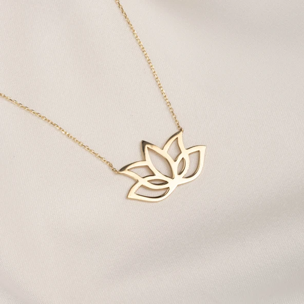 Altın Kolye - Lotus 14 Ayar Altın Kolye - 6