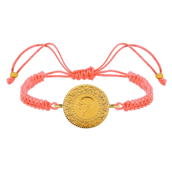 Gekas Kuyumculuk 22 Ayar Yeni Çeyrek Altın Açık Pembe Renkli İpli Bileklik ürün görseli