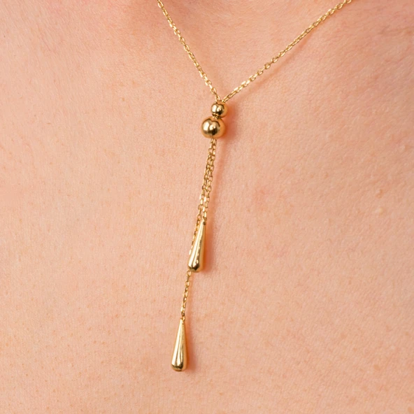 Altın Kolye - Aşk Düğümü Tasarım Modern Stil Taşsız Gösterişli 14 Ayar Altın Kolye - 3