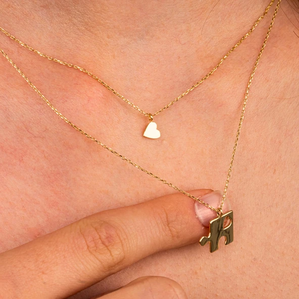 Altın Kolye - Kalpli Puzzle 14 Ayar Altın Kolye - 8