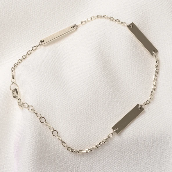 Altın Bileklik - Kişileştirelebilir Harf-İsim Yazılabilir 3 Plaka 14 Ayar Altın Bileklik - 6