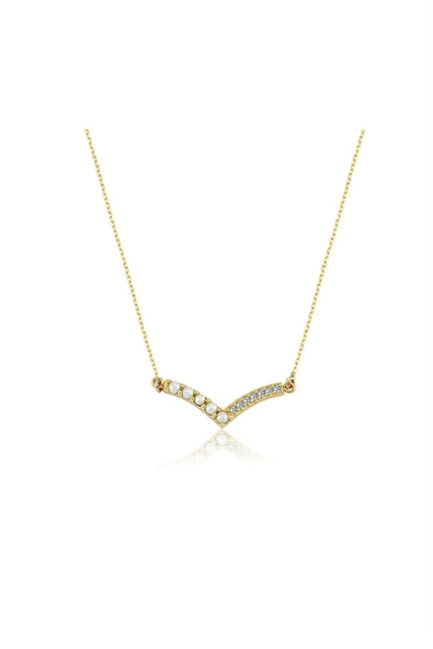 Altın Kolye - İnci ve Taşlı 14 Ayar Altın Kolye