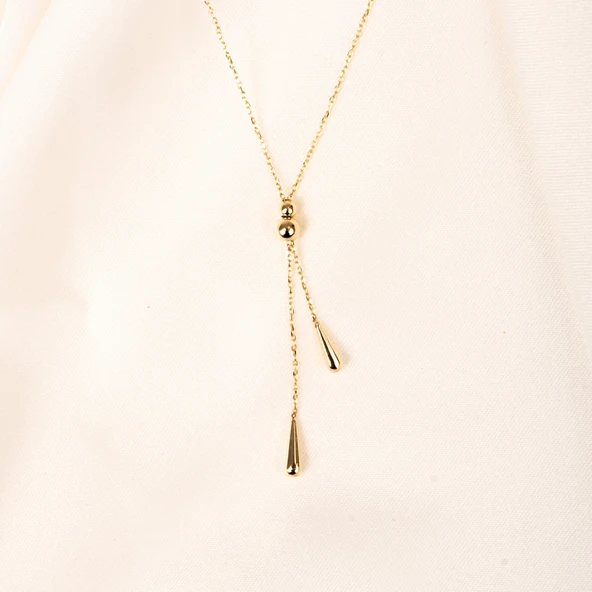 Altın Kolye - Aşk Düğümü Tasarım Modern Stil Taşsız Gösterişli 14 Ayar Altın Kolye - 7