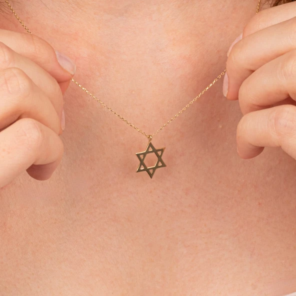 Altın Kolye - Davut Yıldızı 14 Ayar Altın Kolye - 5