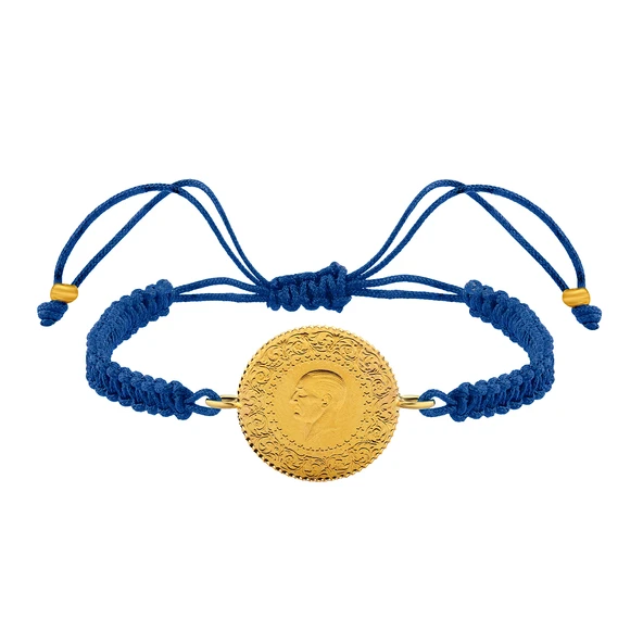 Gekas Kuyumculuk 22 Ayar Yeni Çeyrek Altın Mavi Renkli İpli Bileklik ürün görseli