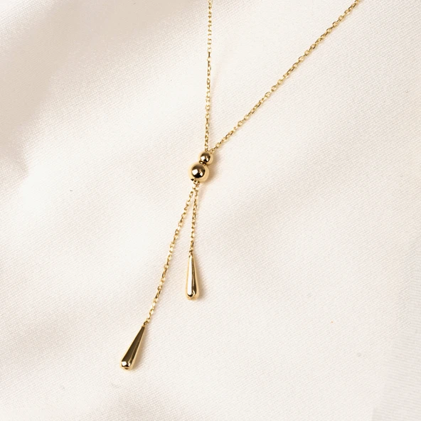 Altın Kolye - Aşk Düğümü Tasarım Modern Stil Taşsız Gösterişli 14 Ayar Altın Kolye - 5