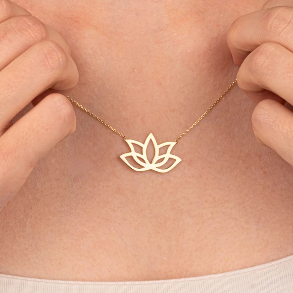 Altın Kolye - Lotus 14 Ayar Altın Kolye - 4