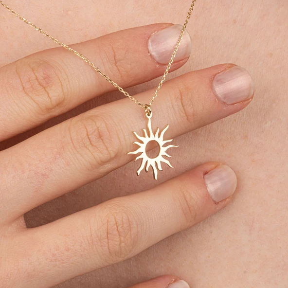 Altın Kolye - Güneş 14 Ayar Altın Kolye - Resim 4