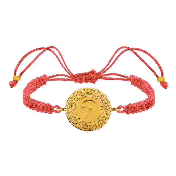 Gekas Kuyumculuk 22 Ayar Yeni Çeyrek Altın Pembe Renkli İpli Bileklik ürün görseli