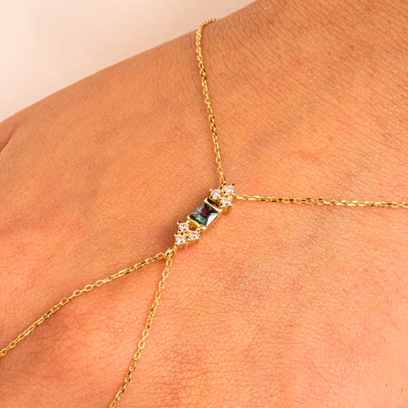 Altın Şahmeran - 14 Ayar Altın Prenses Kesim Mistik Topaz Taşlı Şahmeran - 4