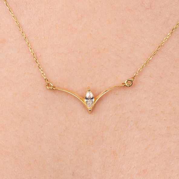 Altın Yüzük - Oval Zirkon Tasarım 14 Ayar Altın Kolye