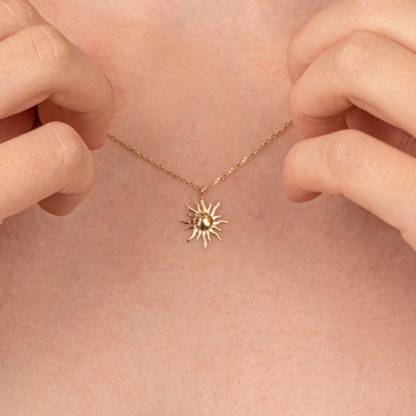 Altın Kolye - Güneş 14 Ayar Altın Kolye - 4