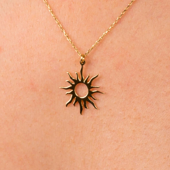 Altın Kolye - Güneş 14 Ayar Altın Kolye - Resim 5