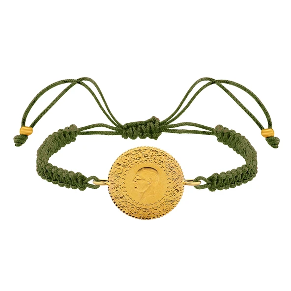 Gekas Kuyumculuk 22 Ayar Yeni Çeyrek Altın Haki Renkli İpli Bileklik ürün görseli