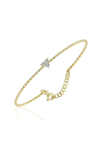 Altın Bilezik - Üç Mini Taşlı Burgu 14 Ayar Altın Bilezik - 2