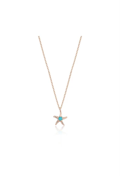 Altın Kolye - Ortası Firuzeli Deniz Yıldızı 14 Ayar Altın Kolye - 3