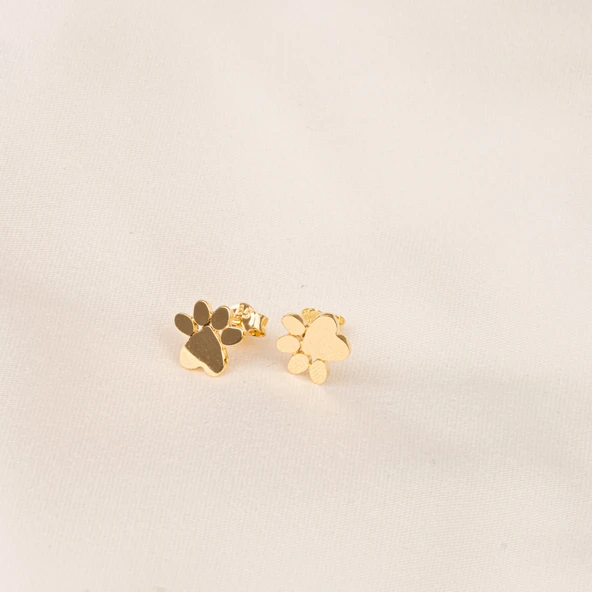 Altın Küpe - 14 Ayar Altın Minimal Pati Küpe - 6