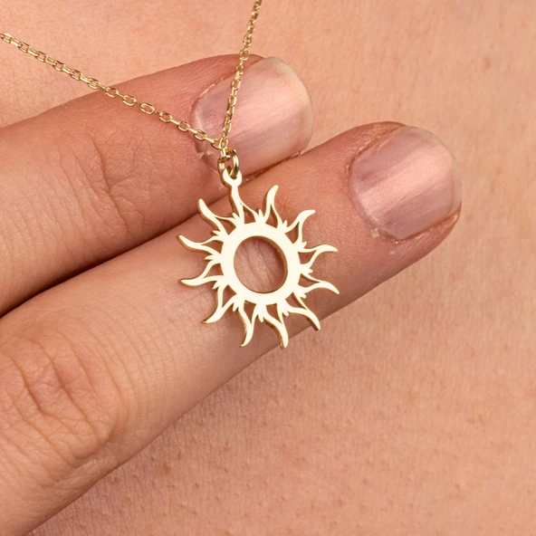 Altın Kolye - Güneş 14 Ayar Altın Kolye - 6