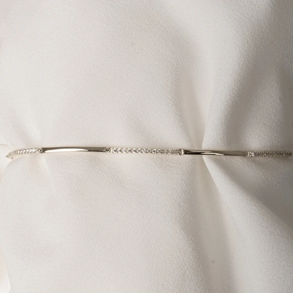 Altın Bileklik - Sıra Taşlı Modern Tasarım Şık 14 Ayar Altın Bileklik - 7