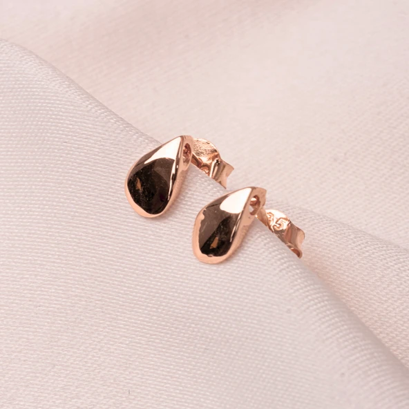 Altın Küpe - 14 Ayar Altın Minimal Damla Figürlü Küpe - 7