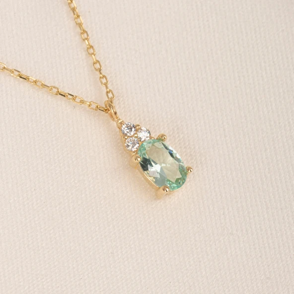 Altın Kolye - 1.50 Ct Nano Peridot Pırlanta Montürü Altın Kolye - Hediyelik Pırlanta Motürü Kolye