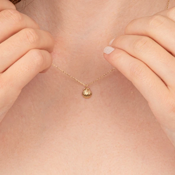 Altın Kolye - Mini İstiridye 14 Ayar Altın Kolye - 3