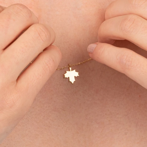 Altın Kolye - Çınar Yaprağı 14 Ayar Altın Kolye - 7