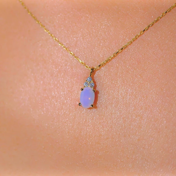 Altın Kolye - 0,60 CT Pembe Quarz 0,10 CT Pırlanta(Sıgnty) Taşlı Modern Tasarım Altın Kolye - Resim 3