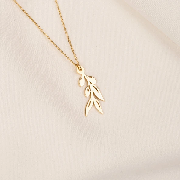 Altın Kolye - Zeytin Dalı 14 Ayar Altın Kolye