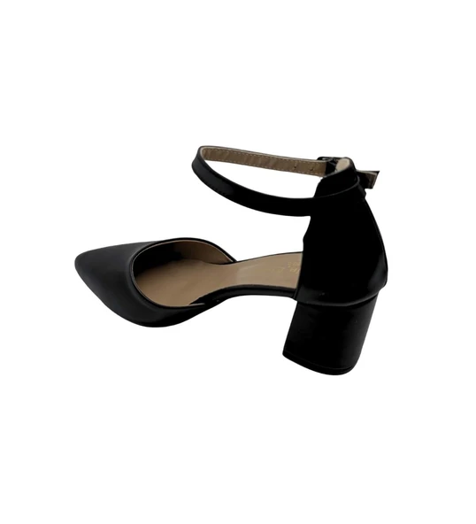 DERİ BİLEKTEN BAĞLI SİVRİ BURUN TOPUKLU AYAKKABI - Resim 3