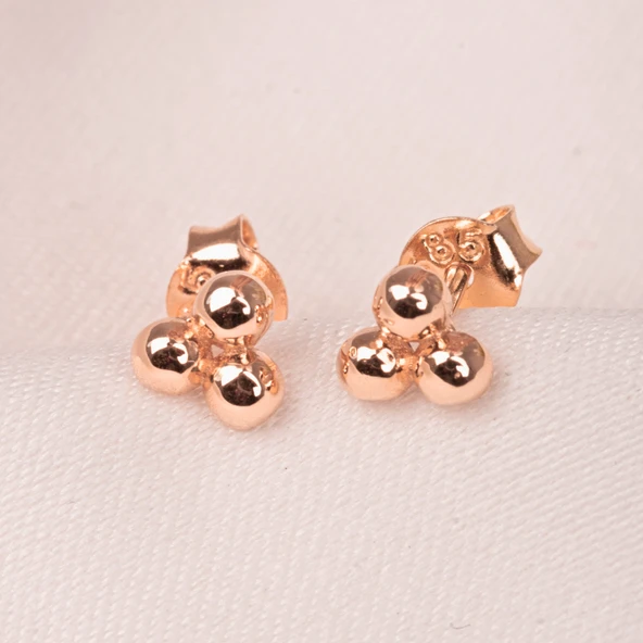 Altın Küpe - 14 Ayar Altın Üç Toplu Minimal Küpe - 7