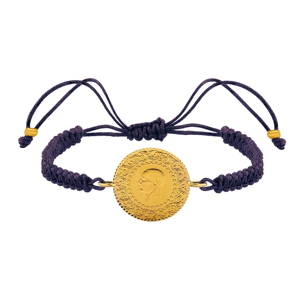 Gekas Kuyumculuk 22 Ayar Yeni Çeyrek Altın Mor İpli Bileklik ürün görseli