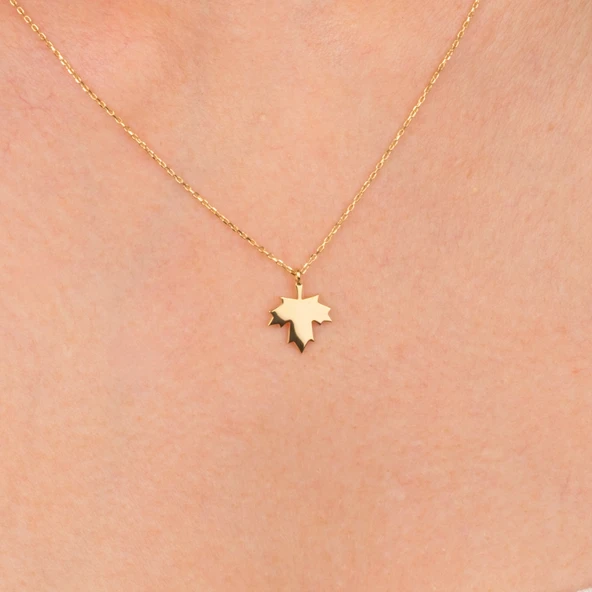 Altın Kolye - Çınar Yaprağı 14 Ayar Altın Kolye