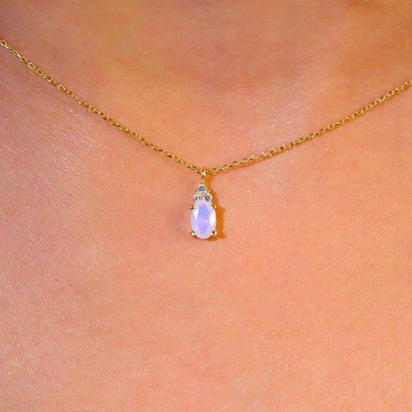 Altın Kolye - 0,60 CT Pembe Quarz 0,10 CT Pırlanta(Sıgnty) Taşlı Modern Tasarım Altın Kolye - Resim 4