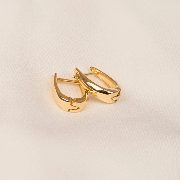 Altın Küpe - 14 Ayar Altın Oval Halka Küpe - 4