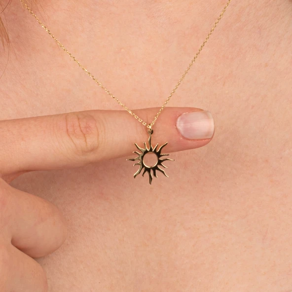 Altın Kolye - Güneş 14 Ayar Altın Kolye - Resim 2